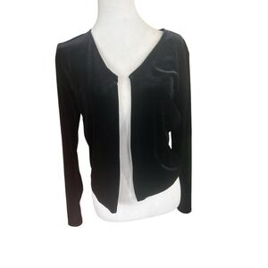Soda Blu Velvet/Velour Open Front Cardigan Black Sz S Vintage